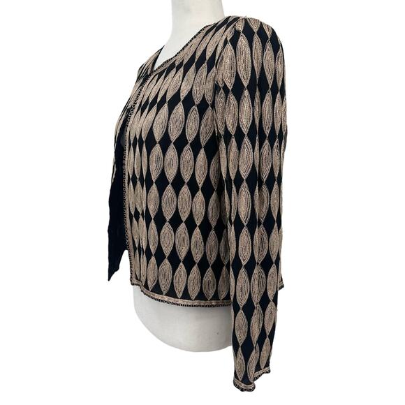 VTG Stenay Black/Gold/Cream Silk Jacket WMNS L Wheat Diamond Embroidered Lined - Picture 5 of 10